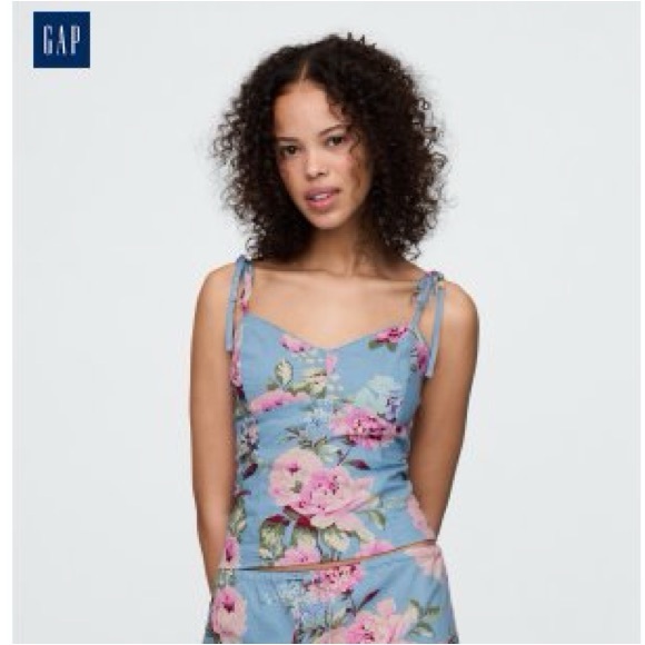 NWT Gap Linen-Blend Tie-Strap Cami - Picture 2 of 5